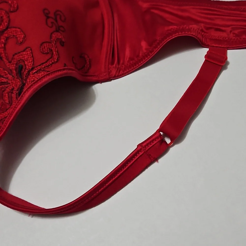 Playtex Red Lace Underwire Full Coverage Padded Bra Size 38DD - Picture 10 of 12